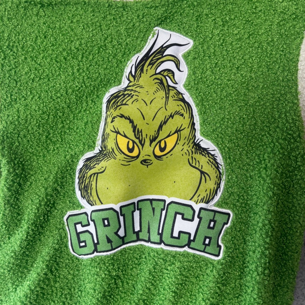 Dr Seuss The Grinch Kids Green Faux Shearling Varsity Hooded Jacket 4T RN117508 - Picture 6 of 6